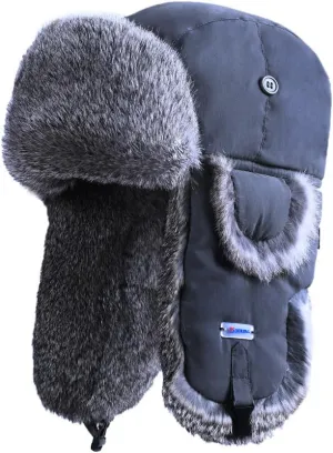 Winter Trapper Hat,100% Rabbit Fur Russian Ushanka Aviator Hunting Ski Hat Winter Hat with Ear Flaps