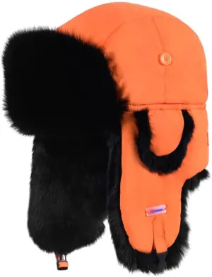 Winter Trapper Hat,100% Rabbit Fur Russian Ushanka Aviator Hunting Ski Hat Winter Hat with Ear Flaps