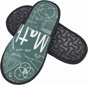 Winter House Shoes Fluffy Slippers Math Geometric Formula Dot Warm Indoor House Slippers For Men Women