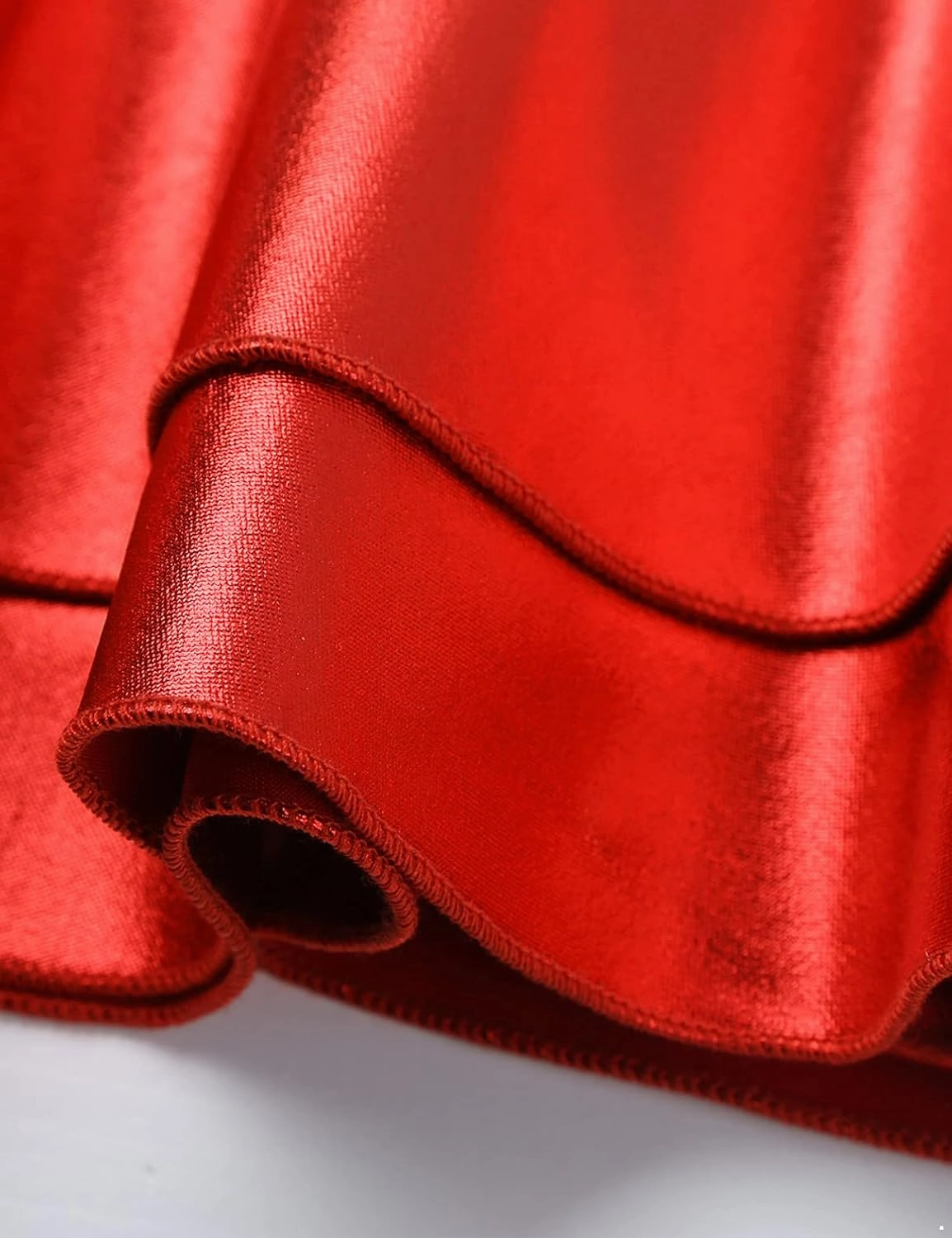 Women's Solid Novelty Metallic Pleated Mini Skirt Double Layer Tutu Flare Dance Dresses