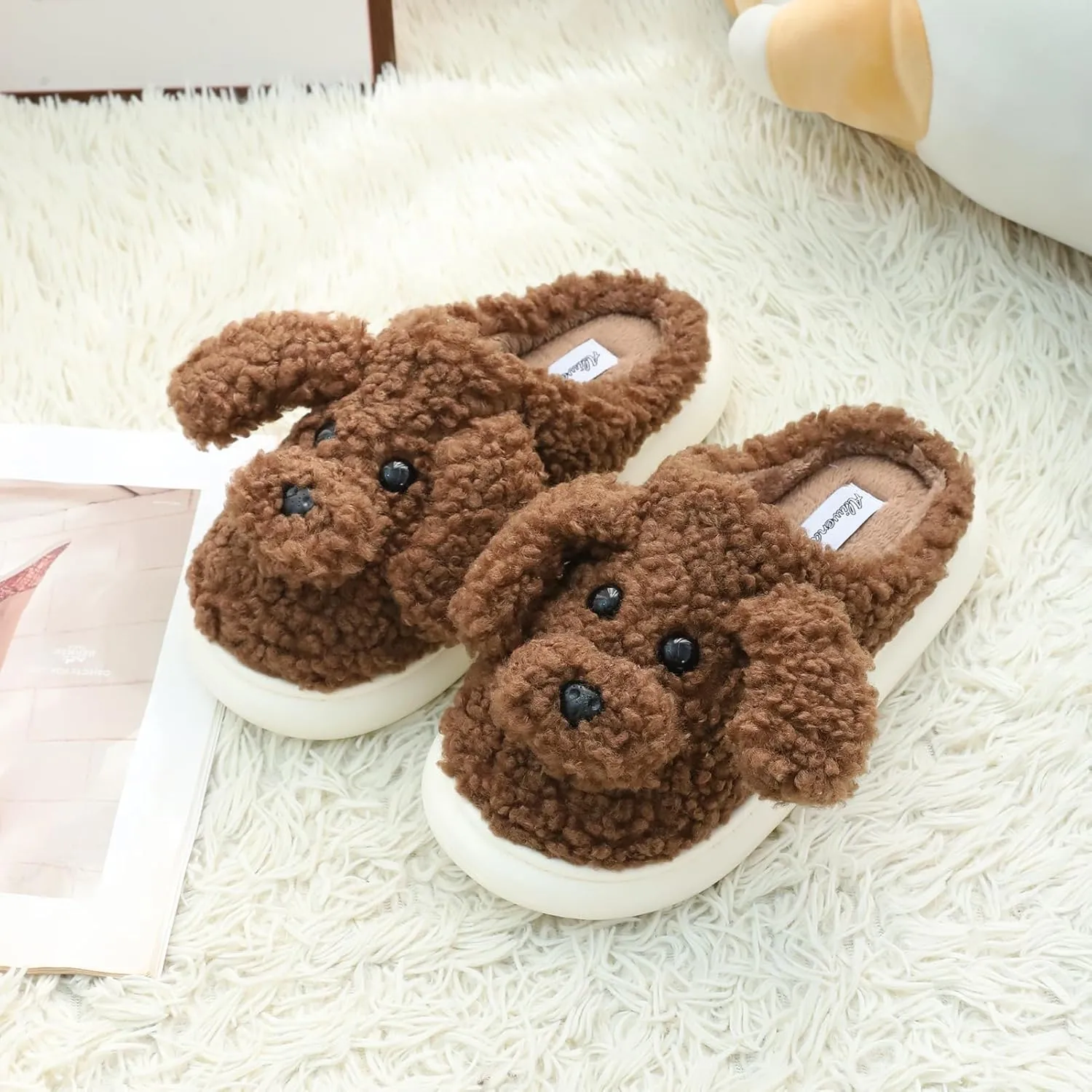 Women's Cute Teddy Animal Slippers House Slippers Warm Memory Foam Cotton Cozy Soft Fleece Plush Home Slippers Indoor Outdoor