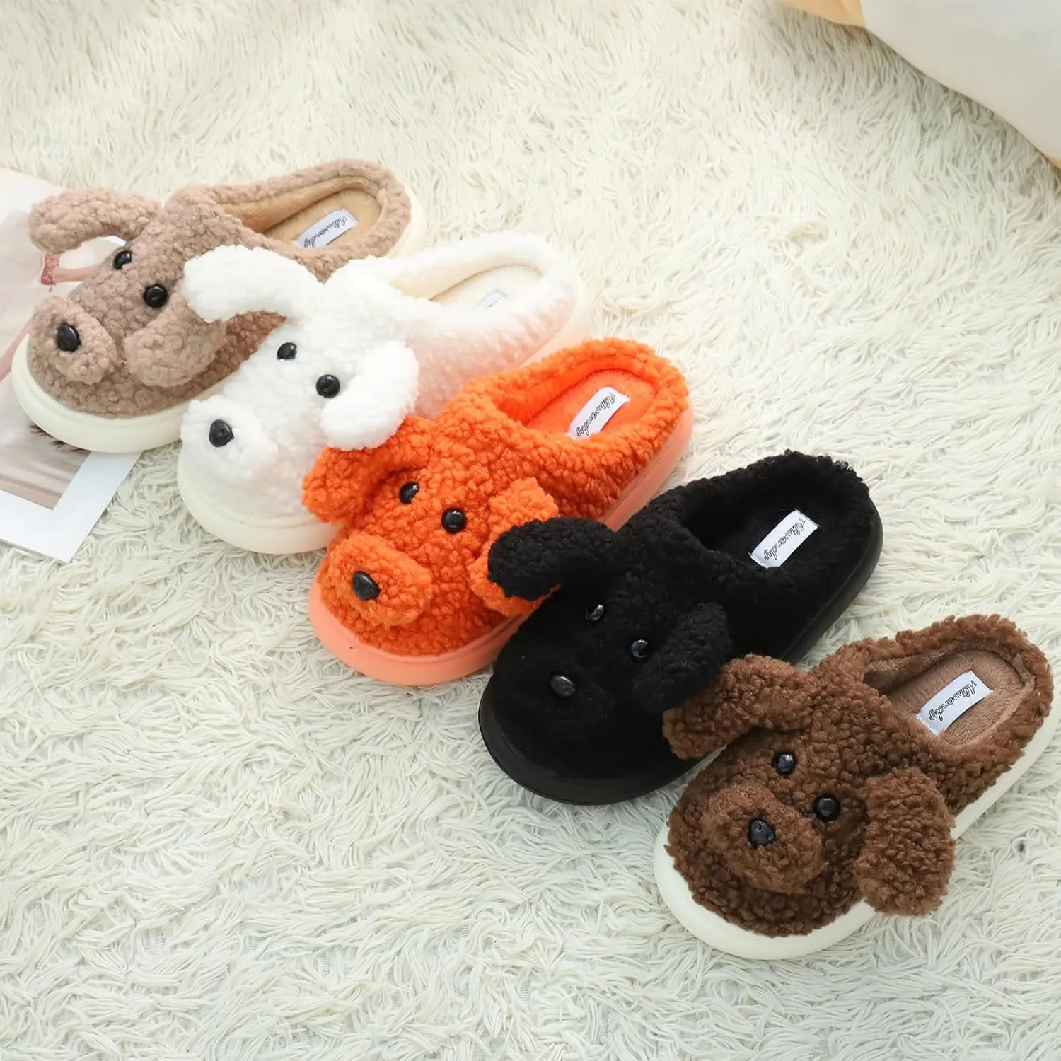 Women's Cute Teddy Animal Slippers House Slippers Warm Memory Foam Cotton Cozy Soft Fleece Plush Home Slippers Indoor Outdoor