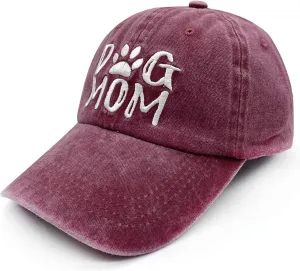 Women's Embroidered Dog Mom Hat Adjustable Denim Baseball Cap