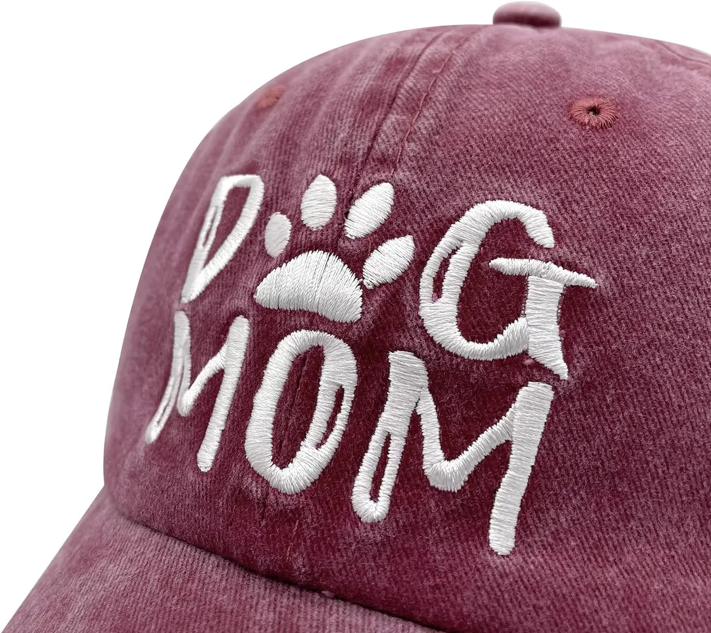 Women's Embroidered Dog Mom Hat Adjustable Denim Baseball Cap