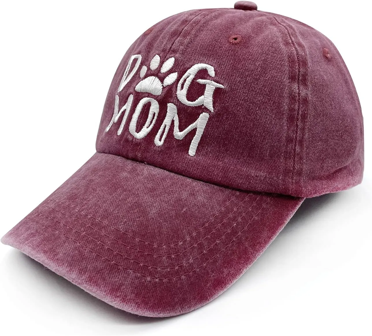 Women's Embroidered Dog Mom Hat Adjustable Denim Baseball Cap