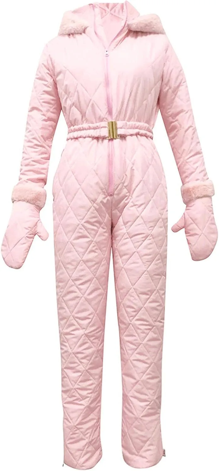 Womens One Piece Snowsuit Winter Onesie Warming Ski Suit Waterproof Insulated Snowsuit Ski Jumpsuit Outfits Skiwear