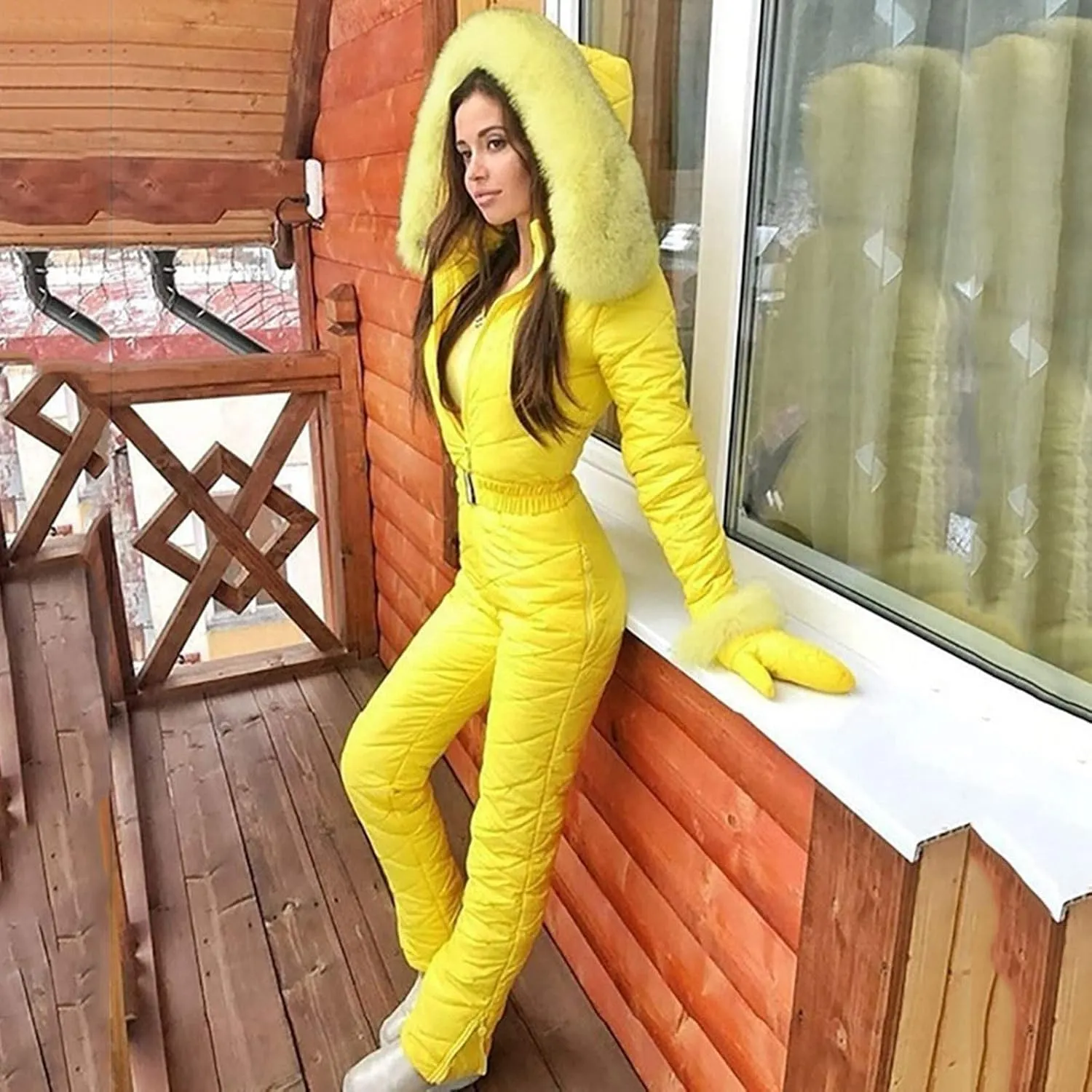 Womens One Piece Snowsuit Winter Onesie Warming Ski Suit Waterproof Insulated Snowsuit Ski Jumpsuit Outfits Skiwear