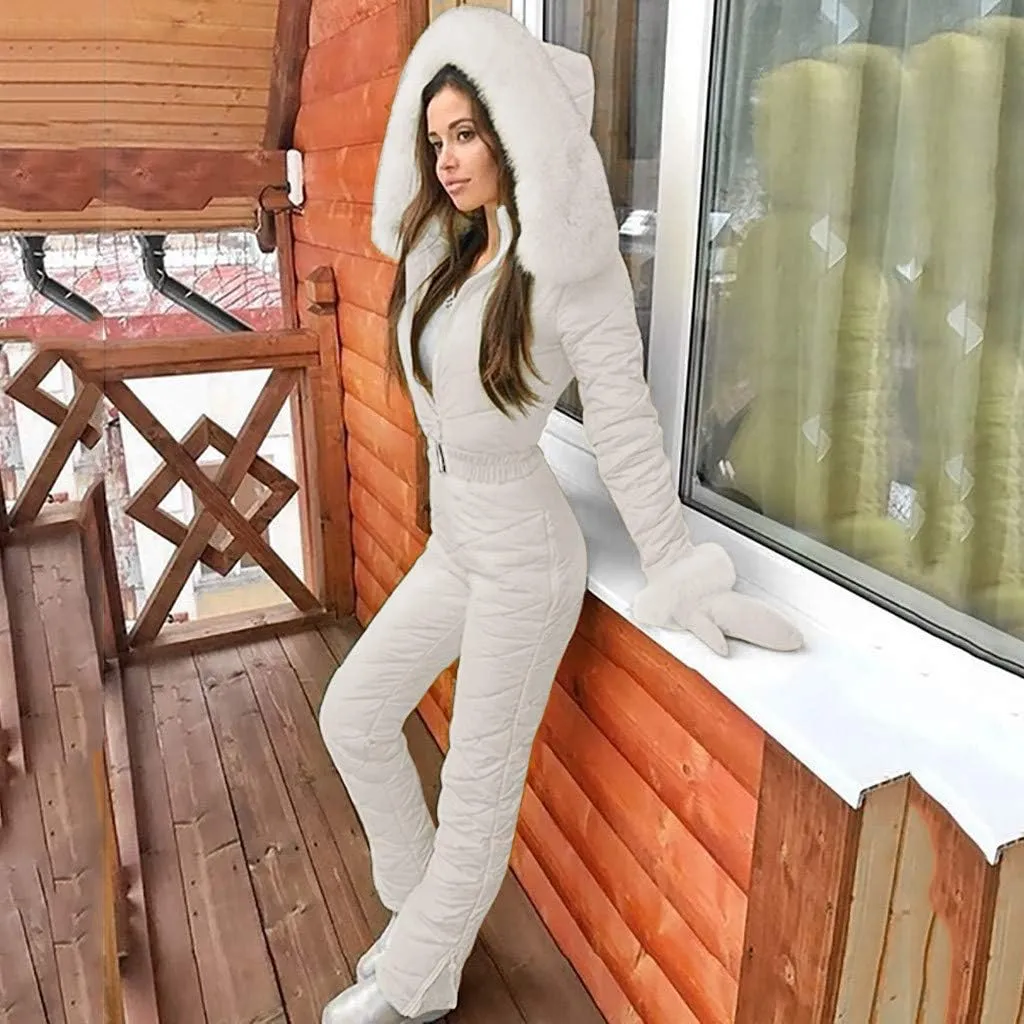 Womens One Piece Snowsuit Winter Onesie Warming Ski Suit Waterproof Insulated Snowsuit Ski Jumpsuit Outfits Skiwear