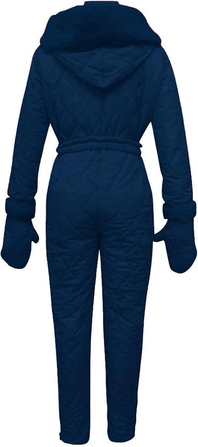 Womens One Piece Snowsuit Winter Onesie Warming Ski Suit Waterproof Insulated Snowsuit Ski Jumpsuit Outfits Skiwear