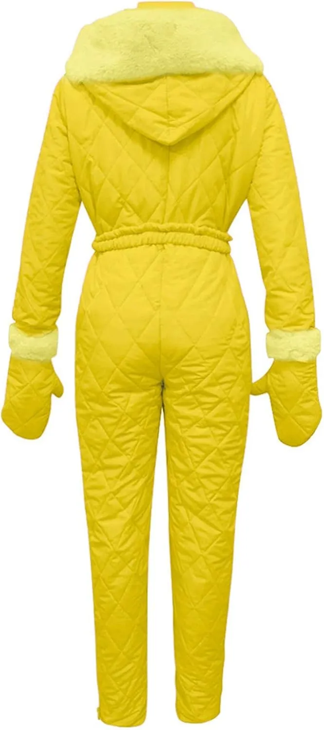Womens One Piece Snowsuit Winter Onesie Warming Ski Suit Waterproof Insulated Snowsuit Ski Jumpsuit Outfits Skiwear