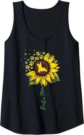 Womens Bostie Mom Sunflower Boston Terrier Lover Gifts Dog Mom Mama Tank Top