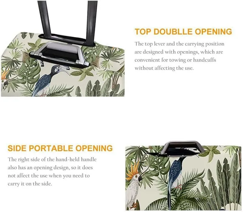 Wondertify Trees Animals Suitcase Cover Exotic Monkey Parrot Toucan Zebra Leopard Travel Elastic Protective Washable Suitcase Protector Fits 25 To 28 Inch Colorful