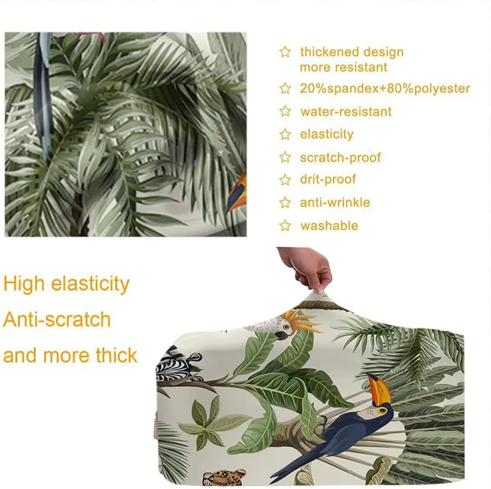 Wondertify Trees Animals Suitcase Cover Exotic Monkey Parrot Toucan Zebra Leopard Travel Elastic Protective Washable Suitcase Protector Fits 25 To 28 Inch Colorful