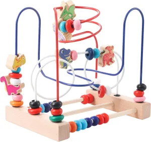 Wooden Bead Maze Toy for Toddlers, Dinosaur Themed Colorful Roller Coaster Activity Toy, Early Learning Educational Fine Motor Skill Development, Gift for Boys and Girls