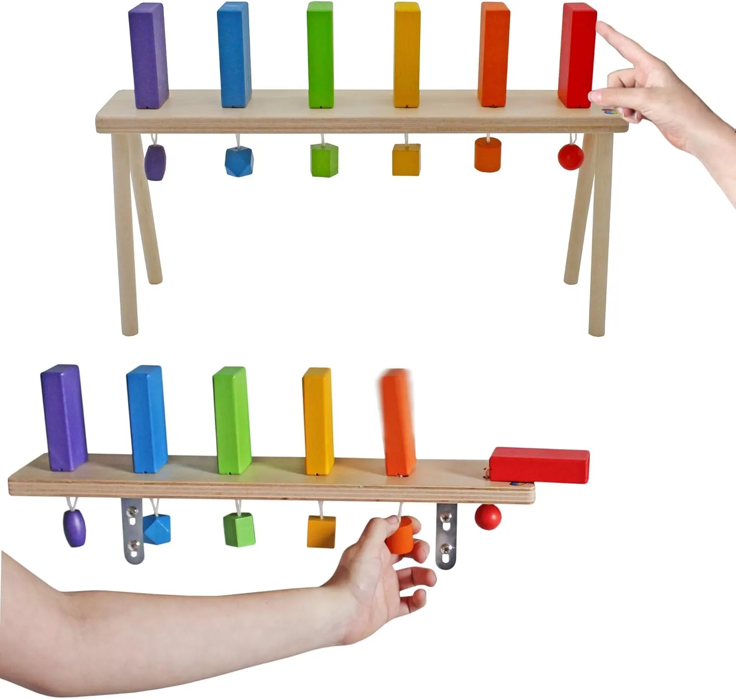 Wooden Falling Domino Wall/Stand; Colorful Toppling Domino Blocks for Kids