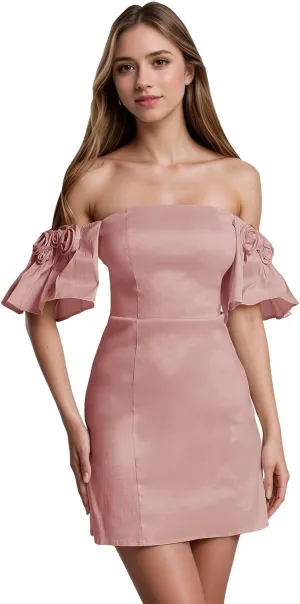 Xijun Strapless Homecoming Dresses 2025 with Flowers 3D Mini Satin Prom Dress Formal Short Cocktail Gowns