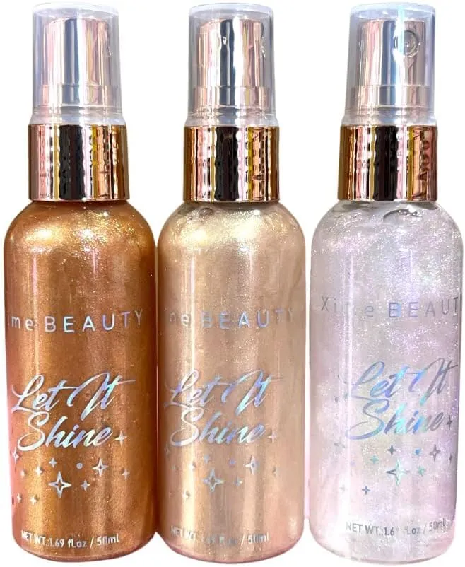 Xime Beauty Mini 3PC Set of Liquid Shimmer Highlight Multidimensional Micro Glitter Sprays (Let it Shine)