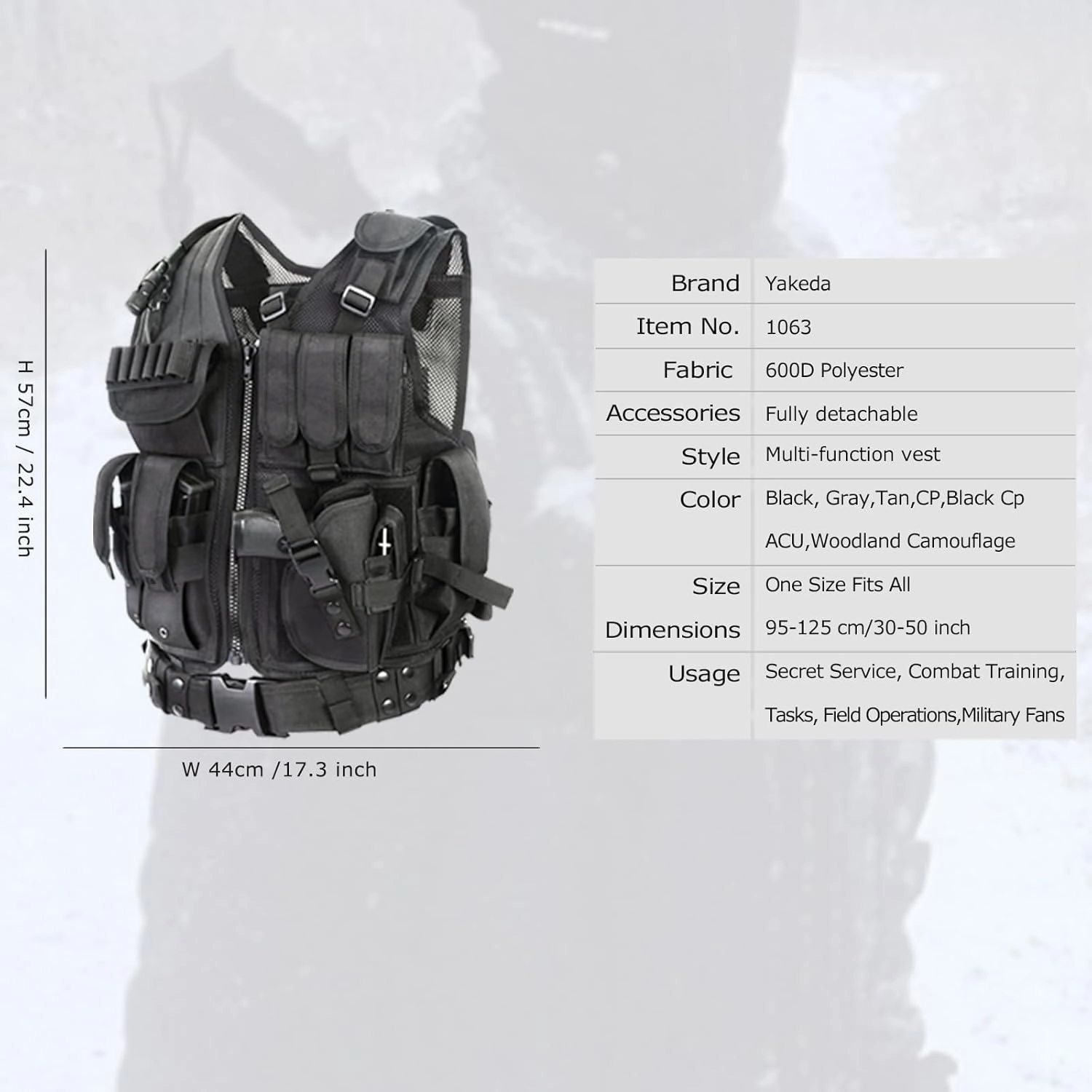 YAKEDA Tactical Outdoor CS Game Vest Adjustable Fit Adult