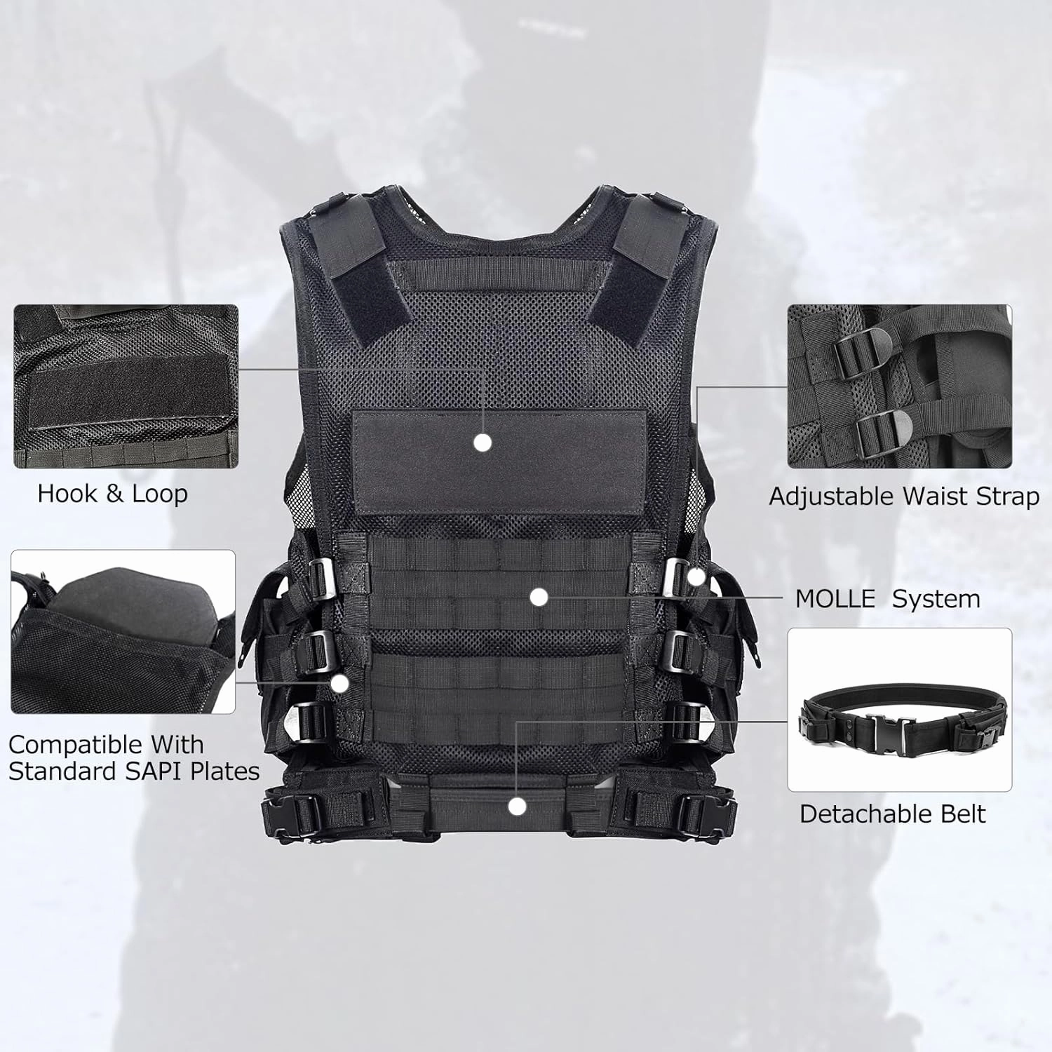 YAKEDA Tactical Outdoor CS Game Vest Adjustable Fit Adult