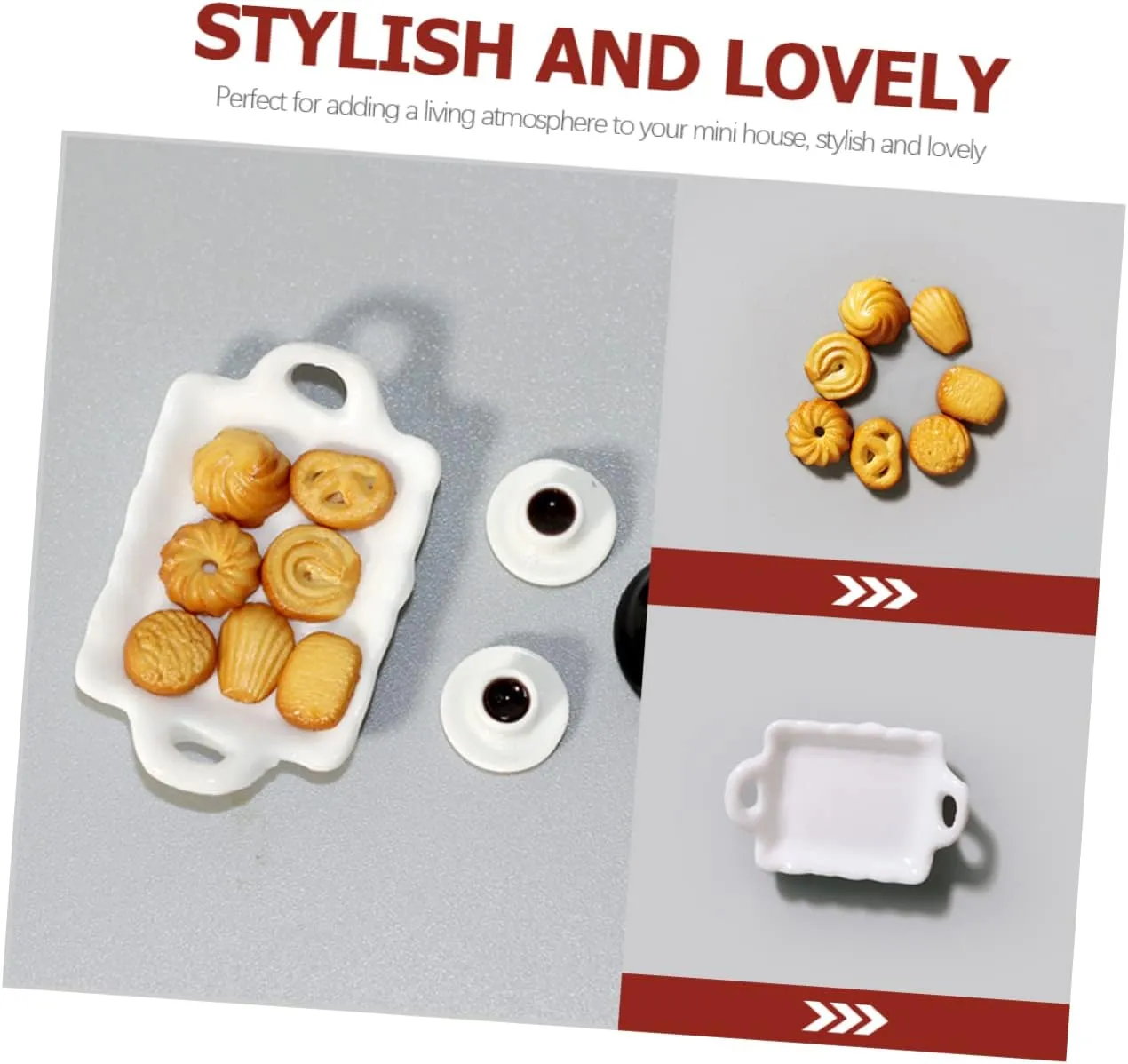 YARNOW 5 Sets Miniature Kitchen Set Adorable Tiny Coffee Cup Food Models for Dollhouse Decor and Safe Design for Mini Decoration and Crafting