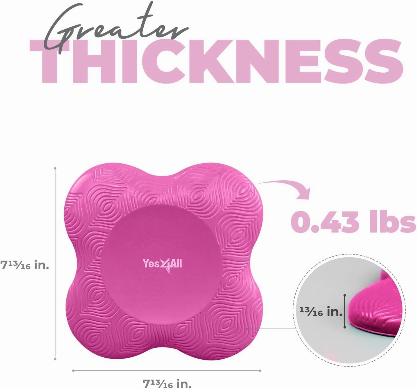 Yes4All 2PCS Yoga Knee Pads Extra Thick, Yoga Kneeling Pad for Pilates Exercise, 13/16 Inches Cushion Knees Elbow Mat Supplies for Women Men Fitness Travel