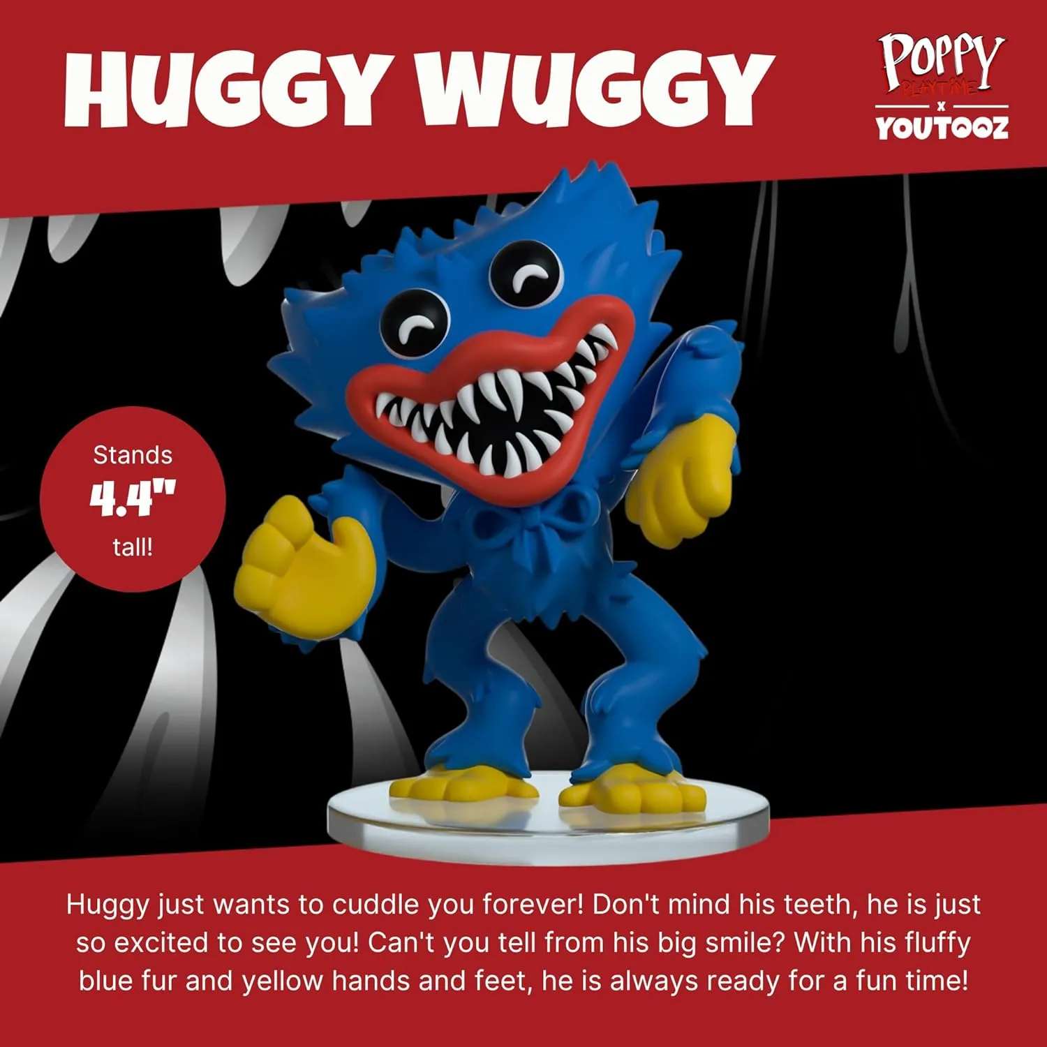 Youtooz Huggy Wuggy 4.4" Inch Vinyl Action Figure, Vinyl Toys from Poppy Playtime Collection, Collectible Huggy Wuggy Vinyl Figure