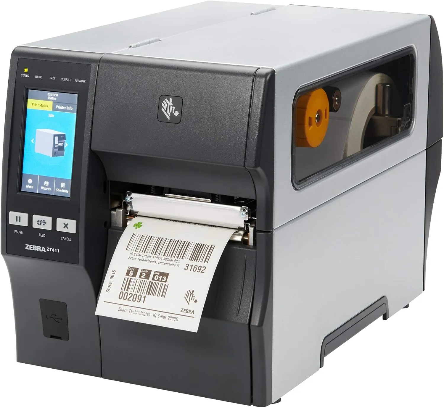 ZEBRA ZT411 Thermal Transfer Industrial Printer 203 dpi Print Width 4 Inches Features Serial, USB, Ethernet, and Bluetooth Connecting Options ZT41142-T010000Z