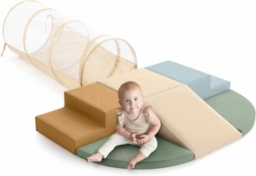 ZICOTO Fun Climbing Toy Set for Toddlers Aged 1-3 - Incl. Crawl Through Tunnel & PU-Leather Climbing Blocks for Unlimited Indoor Fun - Perfect Foam Play Gym for Baby/Kids to Safely Learn New Skills