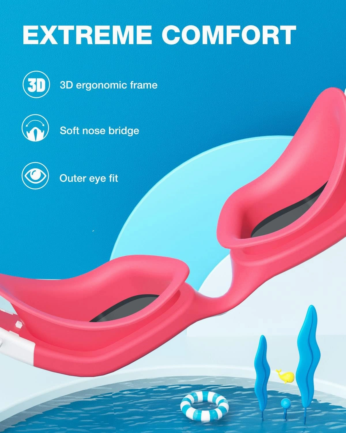ZIONOR Kids Swim Goggles, G1 MINI UV Protection Anti-Fog Polarized Swimming Goggles for Age 6-14