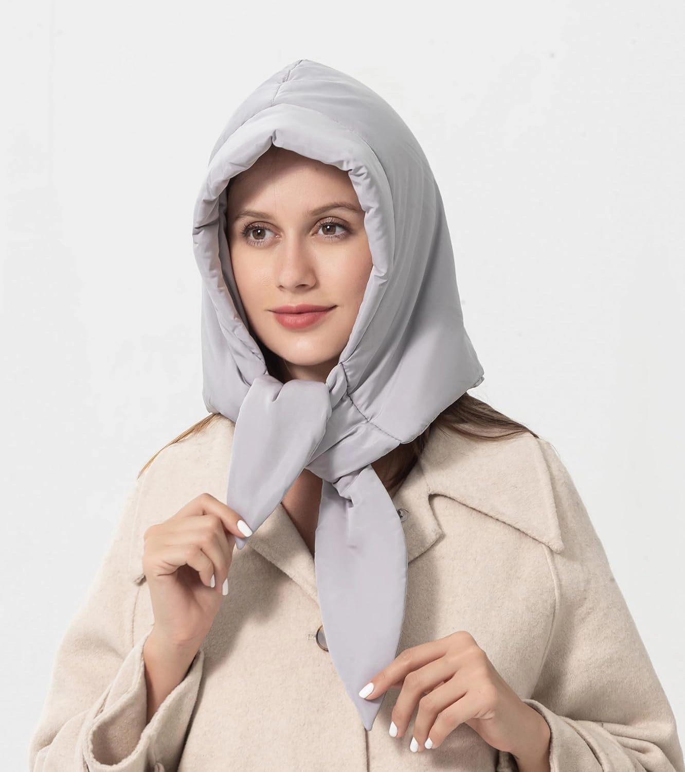 ZLYC Women Winter Down Hat Windproof Hooded Scarf Soft Warm Balaclava Skull Cap Beanie Hat