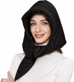 ZLYC Women Winter Down Hat Windproof Hooded Scarf Soft Warm Balaclava Skull Cap Beanie Hat