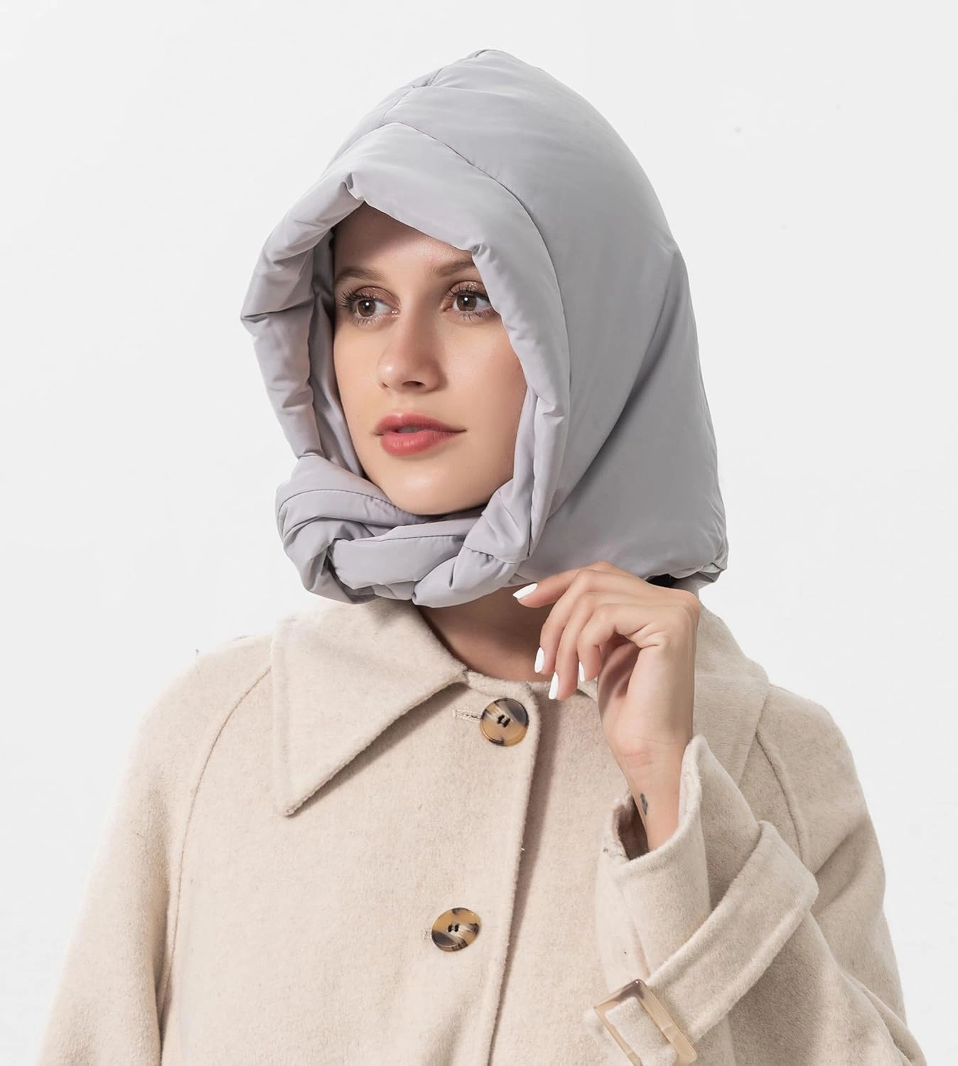 ZLYC Women Winter Down Hat Windproof Hooded Scarf Soft Warm Balaclava Skull Cap Beanie Hat