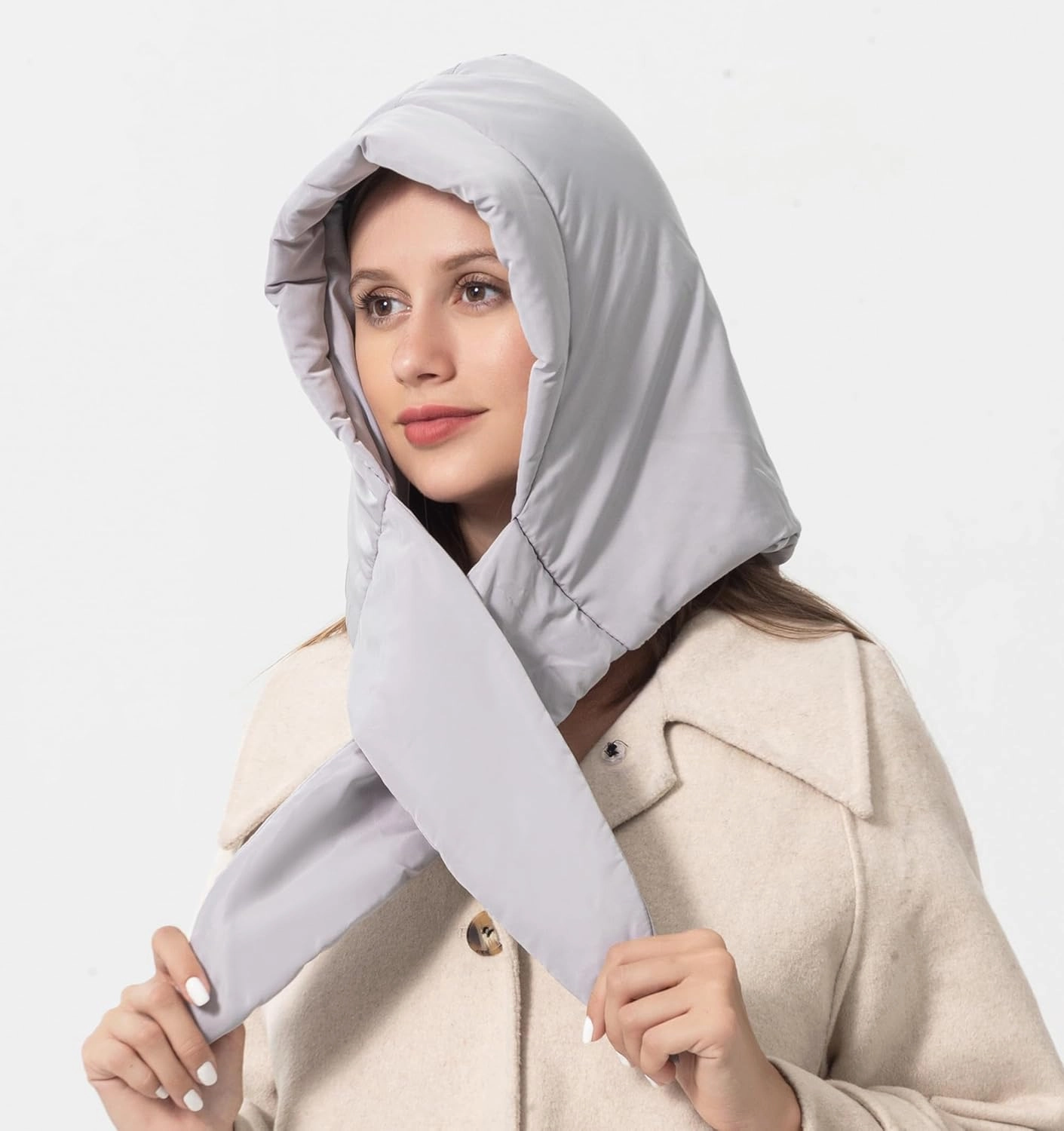 ZLYC Women Winter Down Hat Windproof Hooded Scarf Soft Warm Balaclava Skull Cap Beanie Hat
