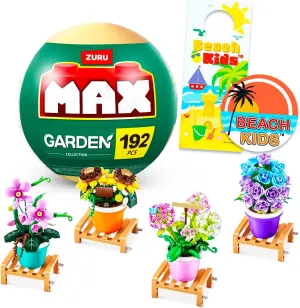Zuru Max Garden Pot Plants Set for Kids - Bundle with Zuru Max Garden Bricks Blind Ball Plus Sticker and Door Hanger | Zuru Max Garden Collection Series 1