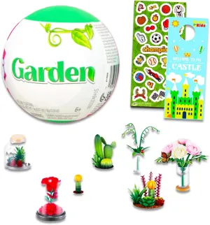 Zuru Mini Brands Garden Set - Bundle of Mystery Garden Ball Plus Stickers, Door Hanger | Miniature Toy for Kids and Adults