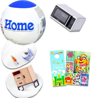 Zuru Mini Brands Home Set for Kids, Adults - Zuru Mini Brands Home Collection Bundle with Mini Brands Mystery Home/Furniture Ball Plus Create-A-Face Sticker Book | Zuru Mini Brands Home Series