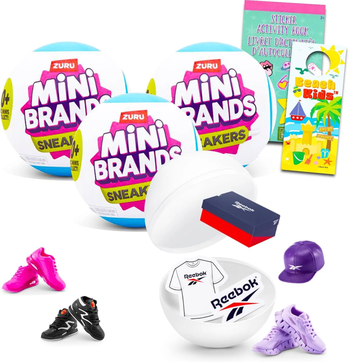 ZURU Mini Brands Sneakers Mystery Set - 3 Pack Surprise Mini Sneakers Toys Mystery Bundle with Stickers, More | Mini Brands Sneakers Series